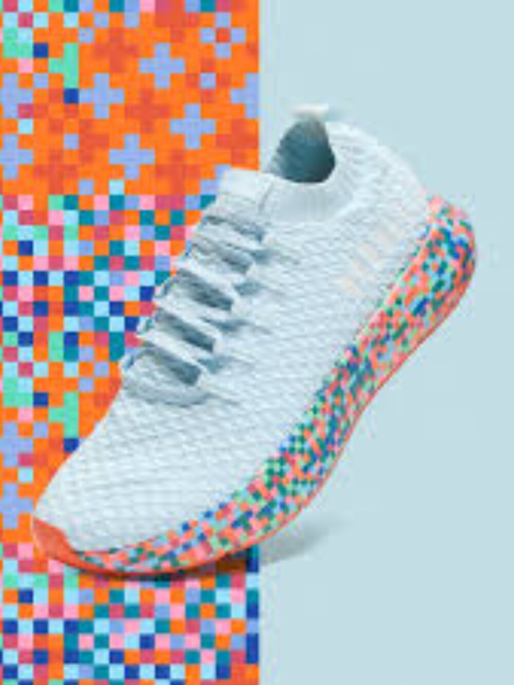 NoBull Knit Runners in Light Blue and Orange Pixels